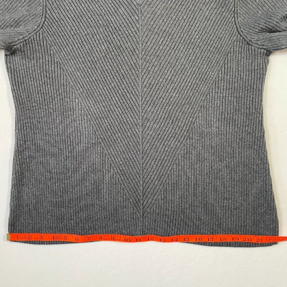Coldwater Creek Gray Ribbed V Neck Sweater Thick Knit Long Sleeves Size 1x / 18 - Picture 7 of 12